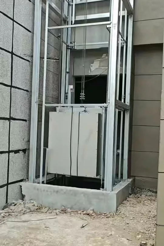 GOELEV dumbwaiter installation on site — shaft works with ladder
