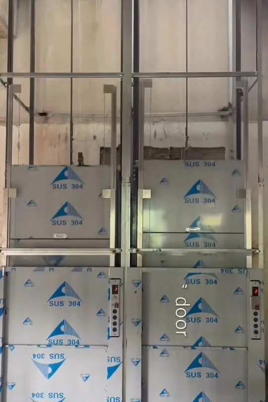 GOELEV warehouse — dumbwaiter units packed and staged for dispatch